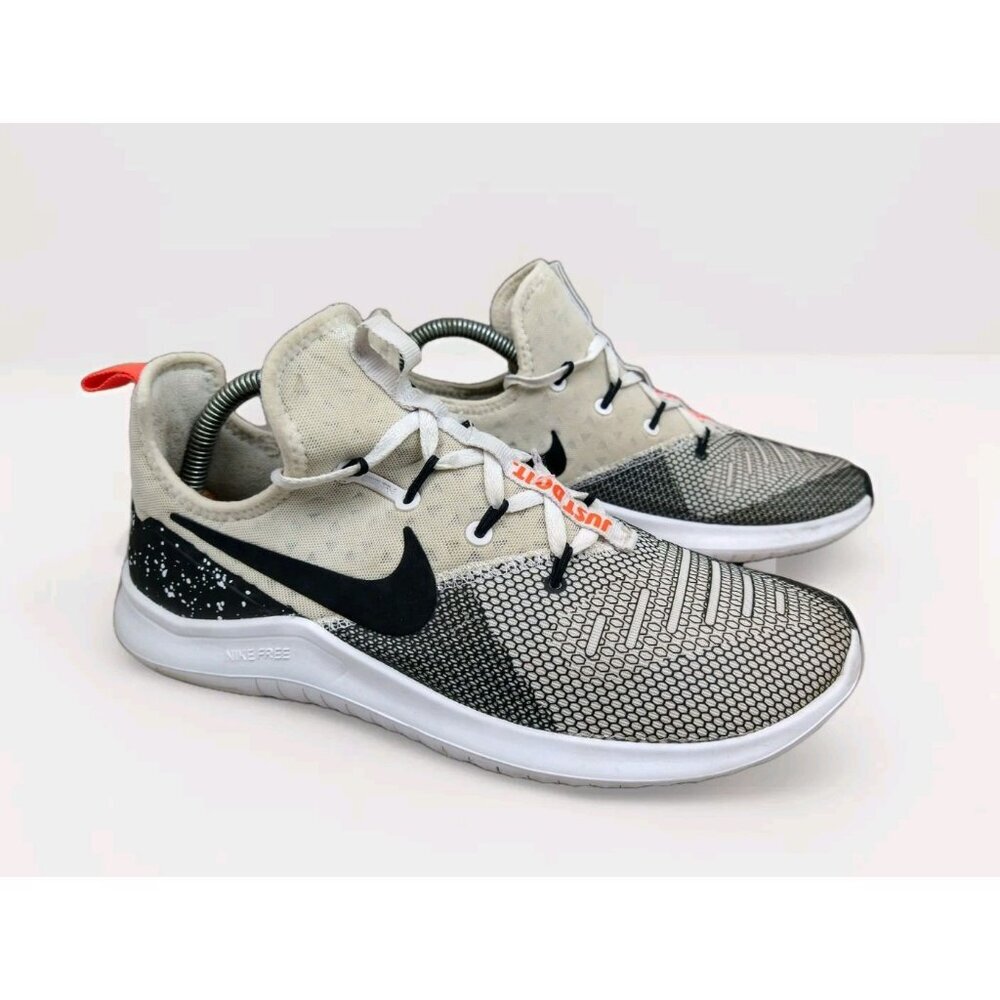 Nike Women's Cream Gray Black Athletic Sneakers with Orange Heel Tab